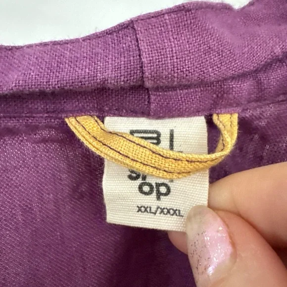 Block Shop Textiles 100% Linen Robe Ochre & Eggplant size 2XL/3XL - Picture 3 of 5